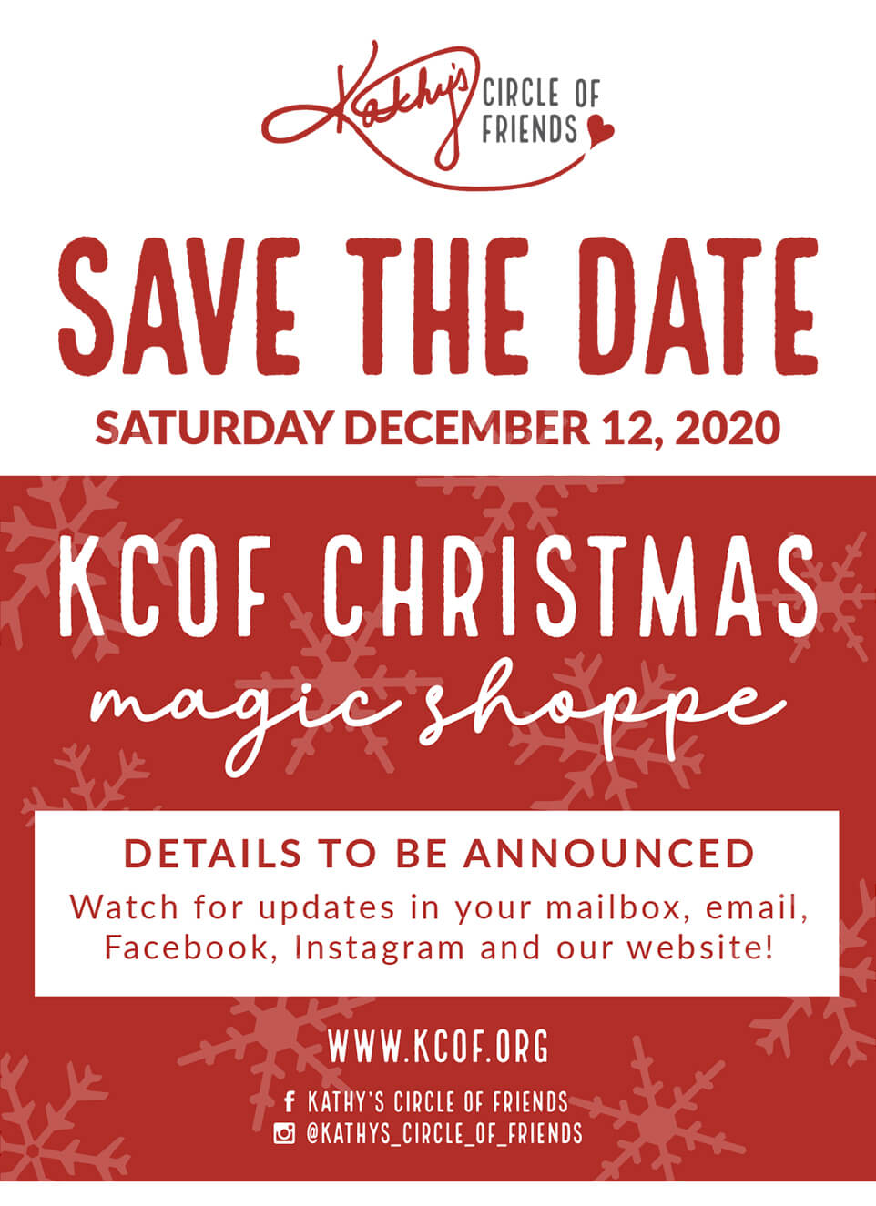 Save The Date Saturday, December 12th | KCOF Christmas Magic Shoppe
