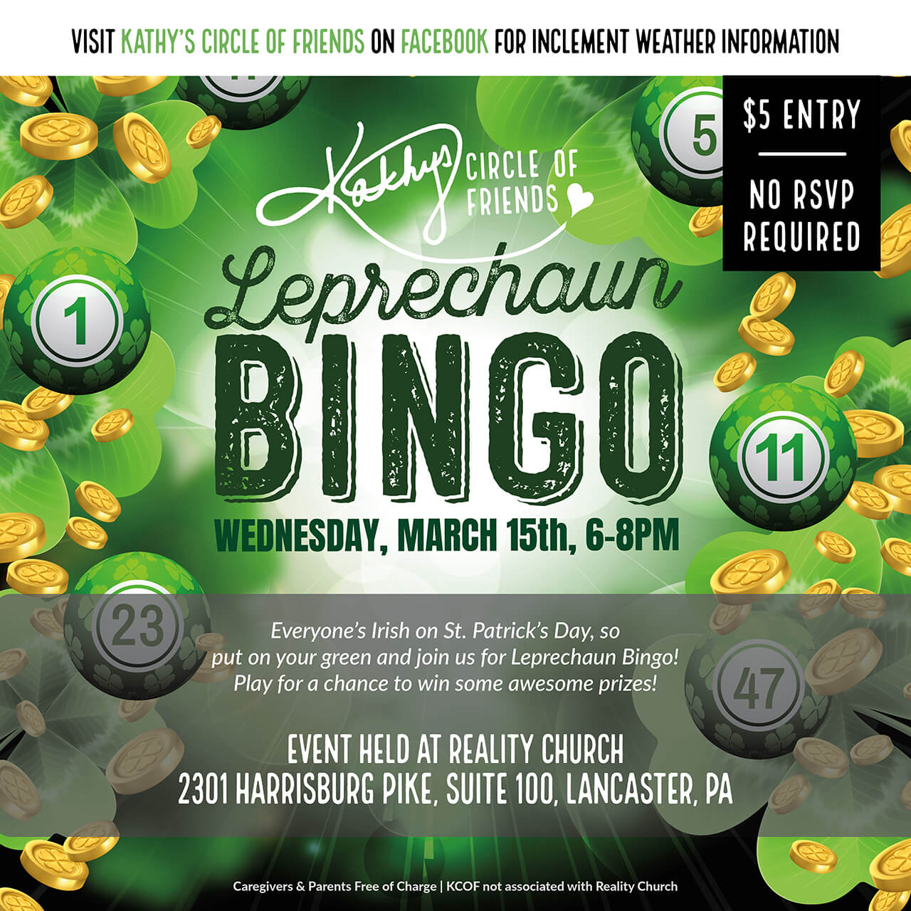 Leprechaun Bingo - March 15, 2023 - Kathy's Circle of Friends