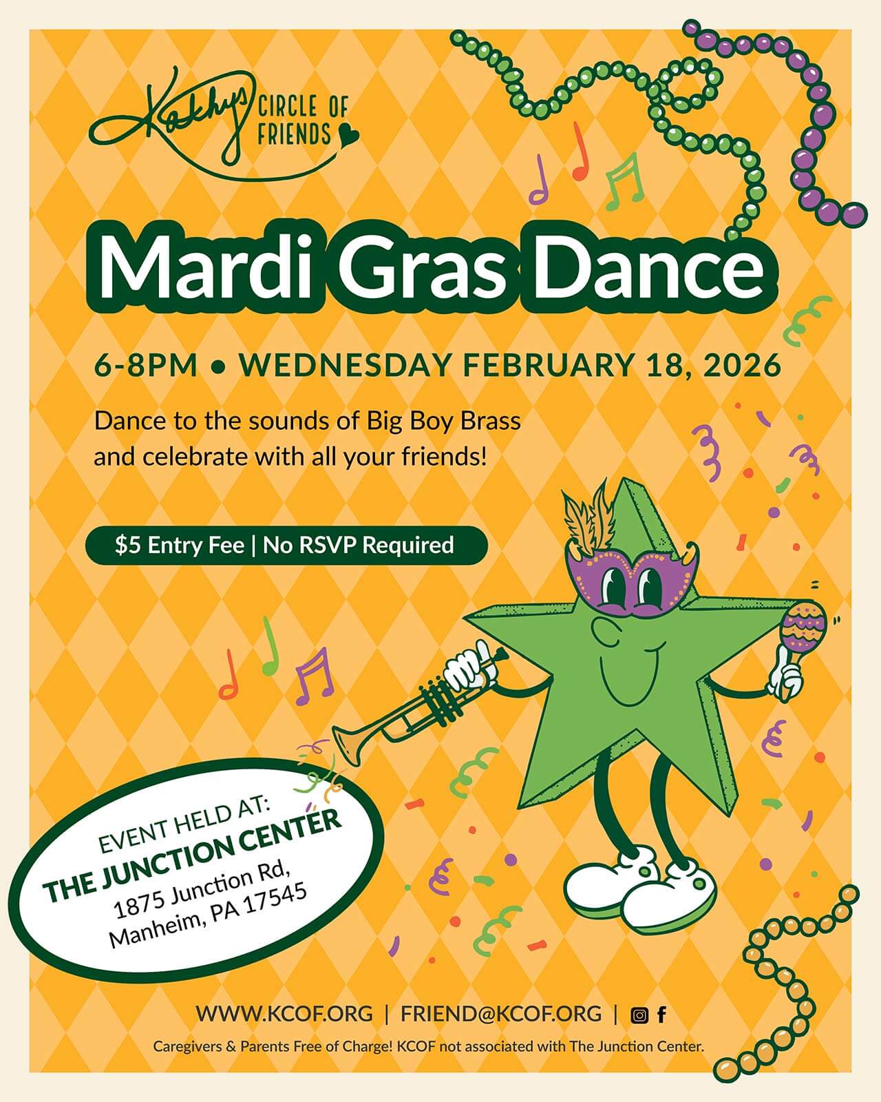 Mardi Gras Dance - Feb 18, 2026 - Kathy's Circle of Friends